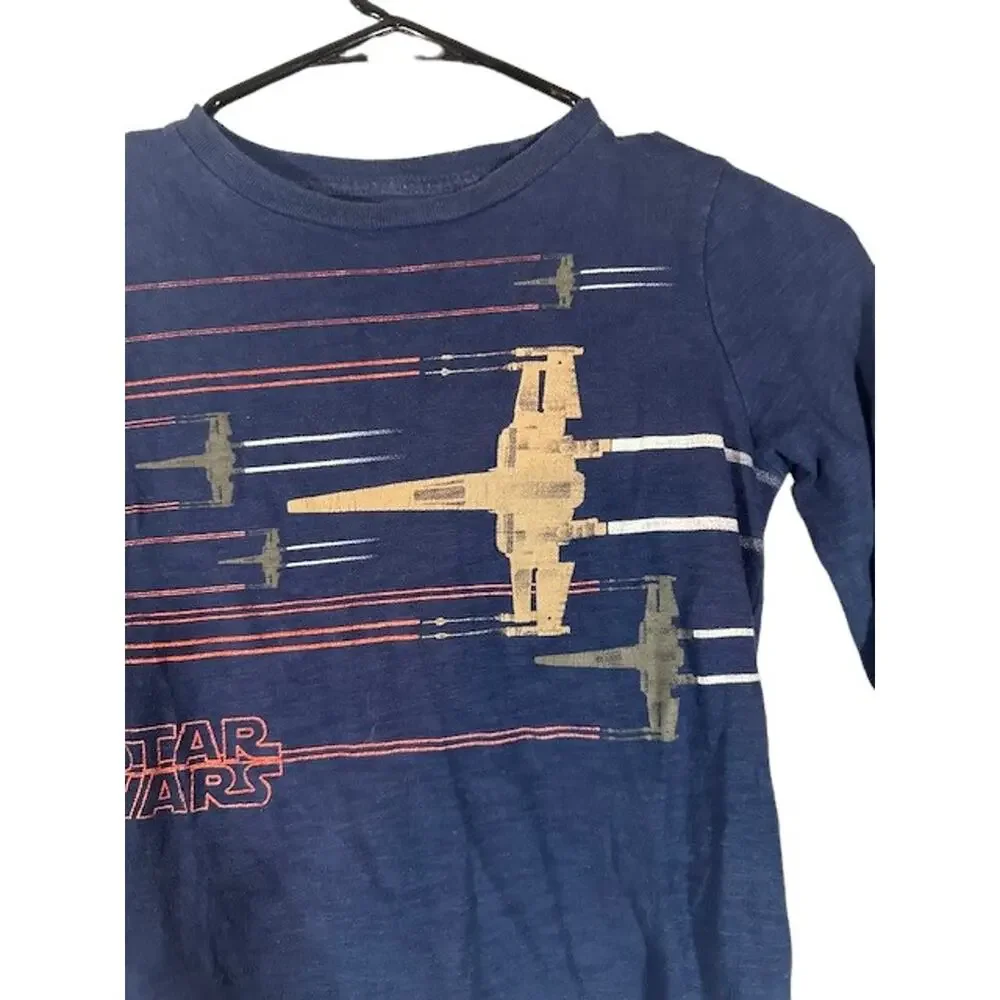 Gap Navy Blue Long Sleeve Graphic Tee Crew Neck Star Wars Boys Youth Size Small